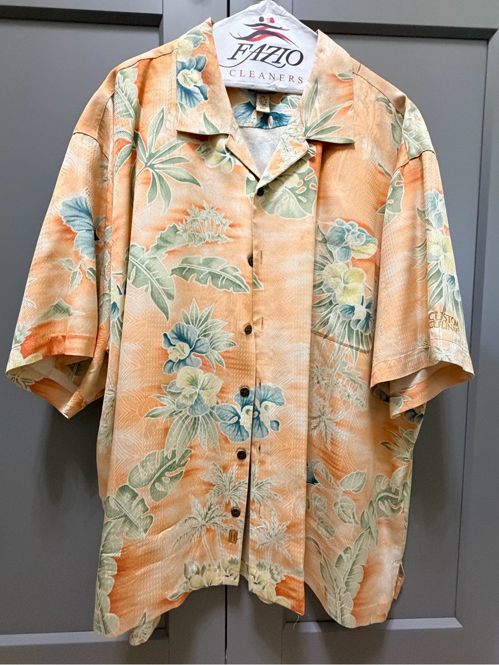 Tommy Bahama Peach Orange Floral Button-Down Camp Shirt